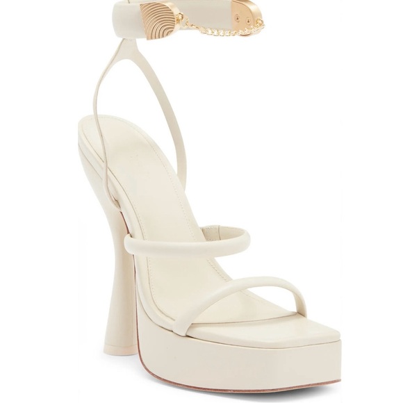 NEW CULT GAIA BEIGE LEATHER PLATFORM SANDALS - Picture 1 of 14